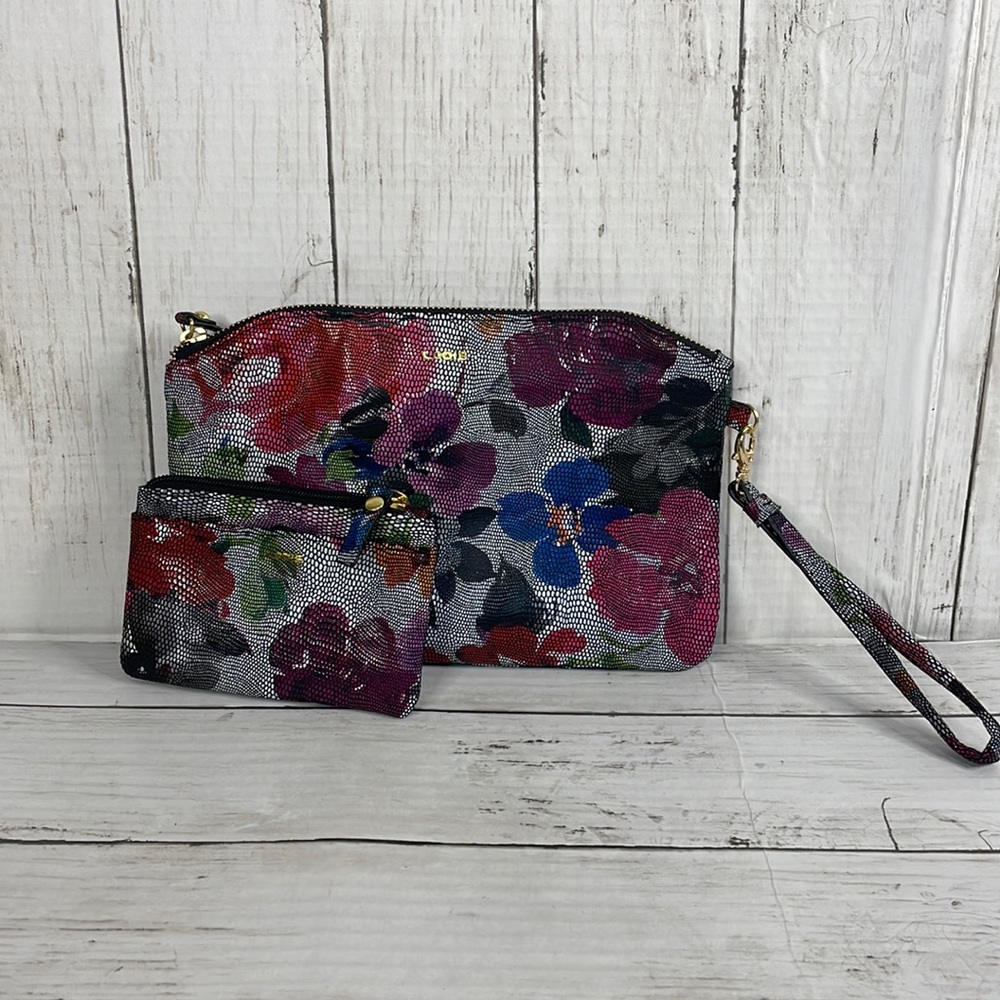 Lodis NWOT Floral Leather Wristlet and RFID ID/Card Wallet